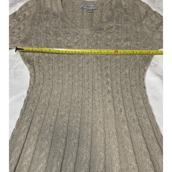 Vintage J. Howard Beige Size M Cable Knit Sweater Dress Aline Knee Length Career - Picture 3 of 11